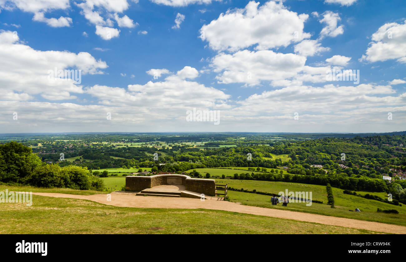 View over Surrey from Box Hill. Stock Photo