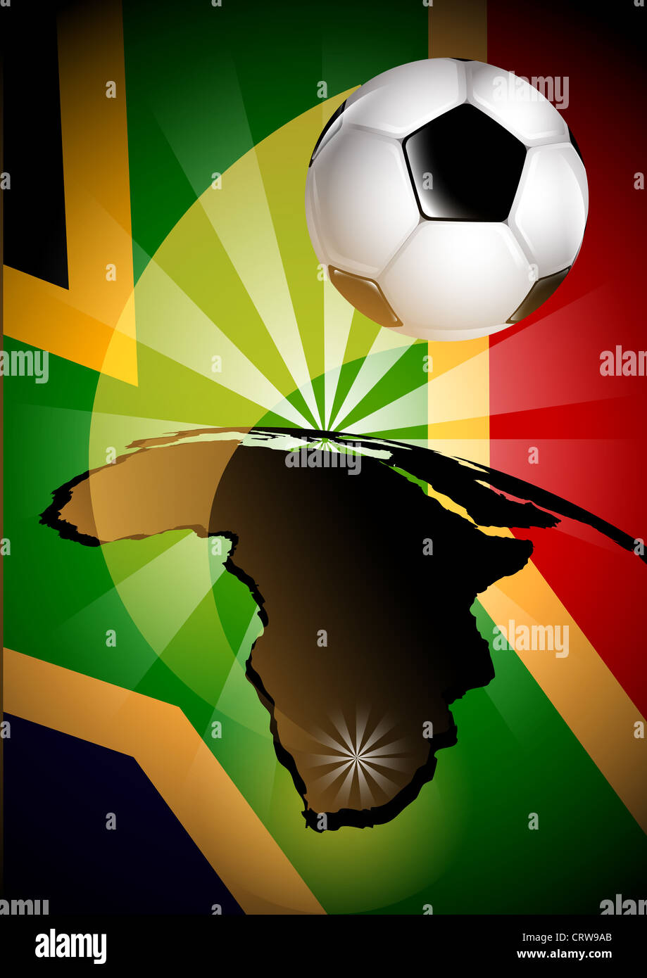 South Africa Flag  Soccer Ball Background Stock Photo