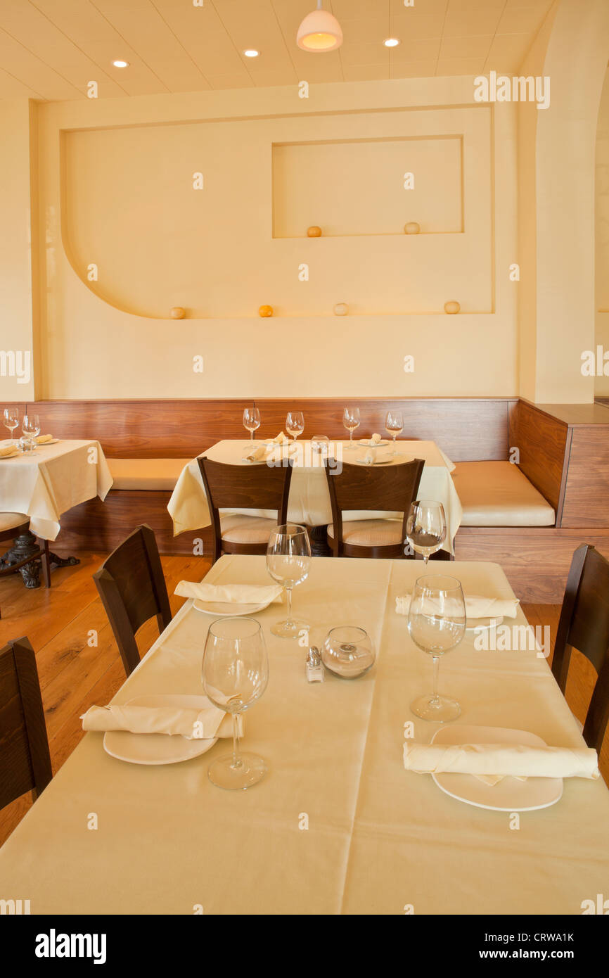 interior, Petros Greek Restaurant, Santa Barbara, California Stock