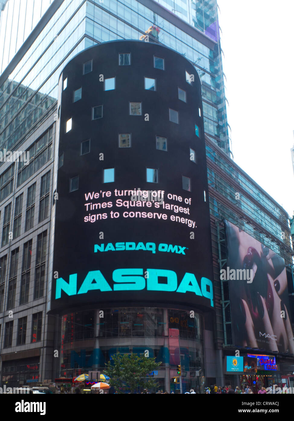Nasdaq stock market sign in Times Square Stock Photo