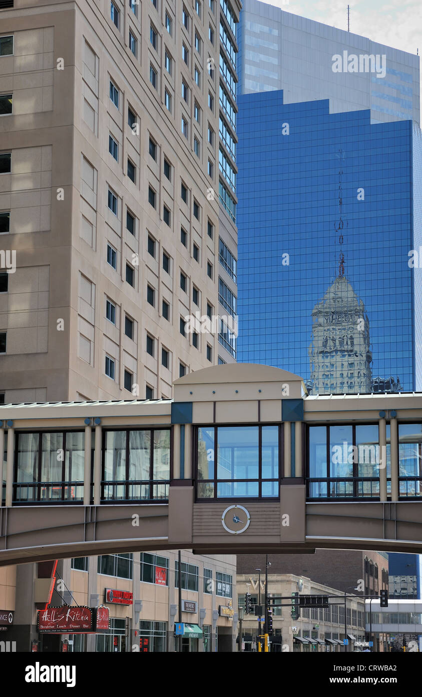 Skyway and buildings Minneapolis Minnesota Stock Photo