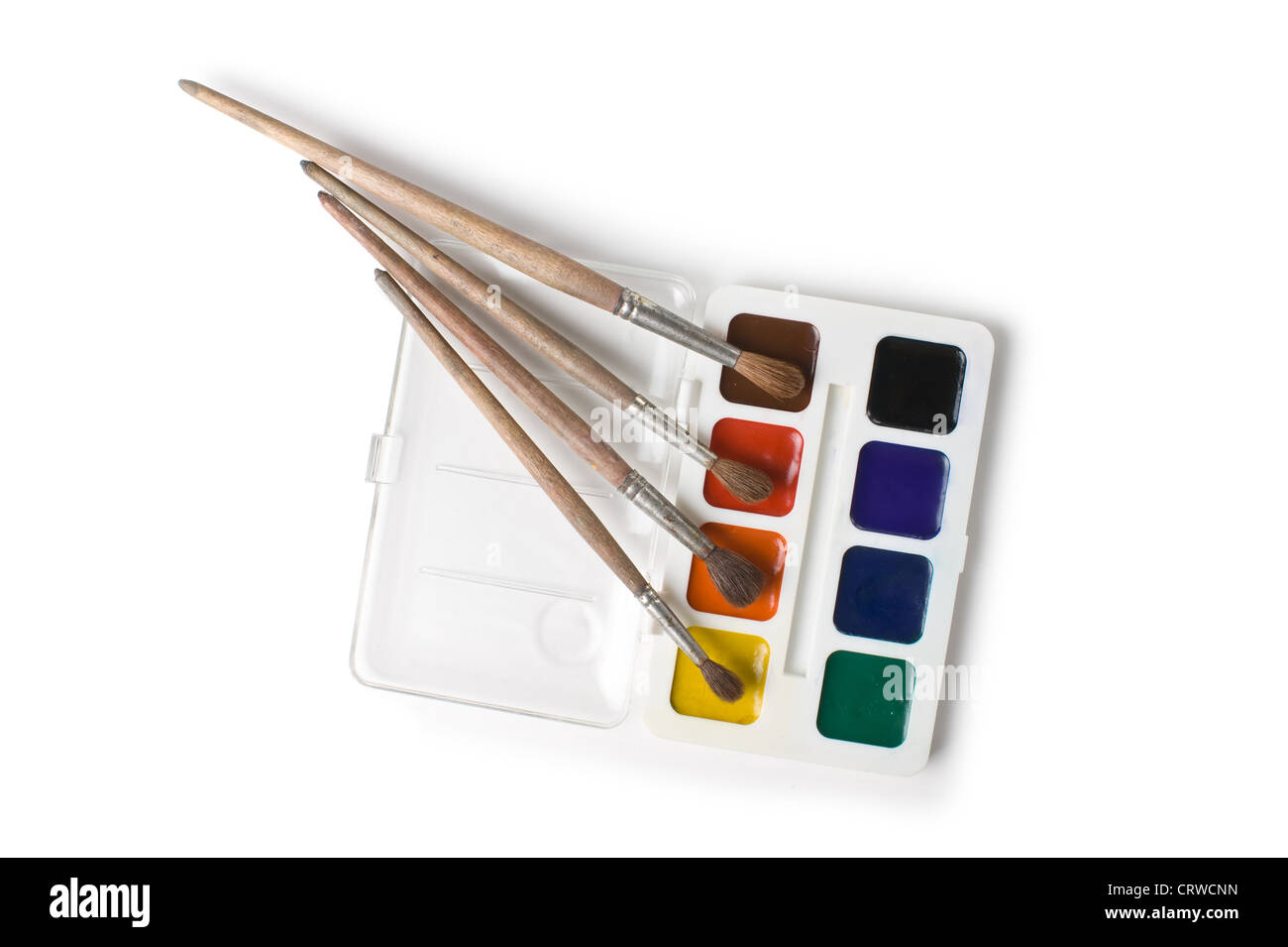 watercolor paints and brushes Stock Photo Alamy