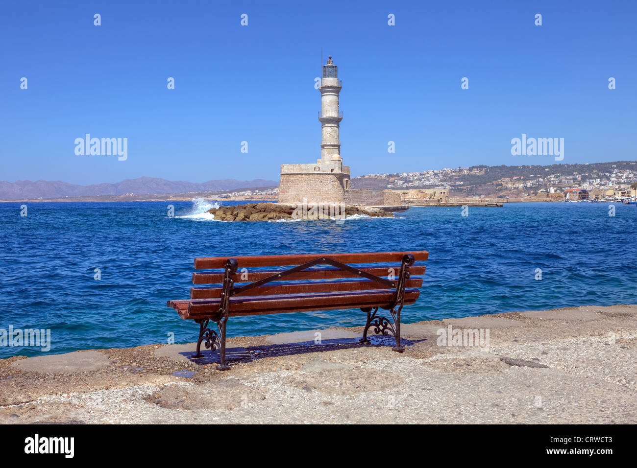 Lighthouse, Chania, Crete, Greece Stock Photo