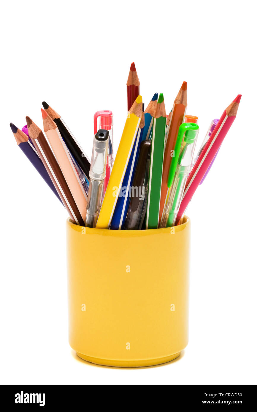 Color pencils and pens Stock Photo Alamy