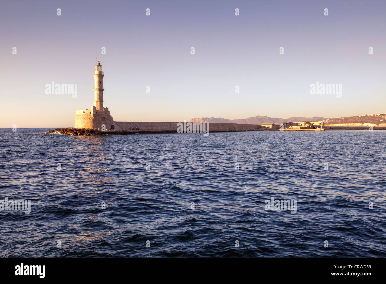 Lighthouse, Chania, Crete, Greece Stock Photo