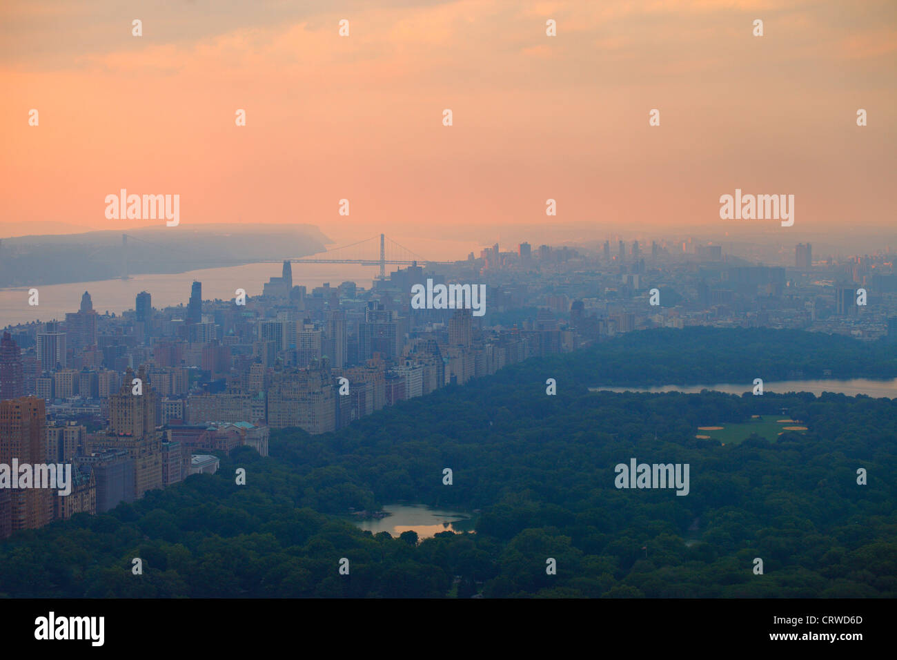 New York City in evening dusk. Stock Photo