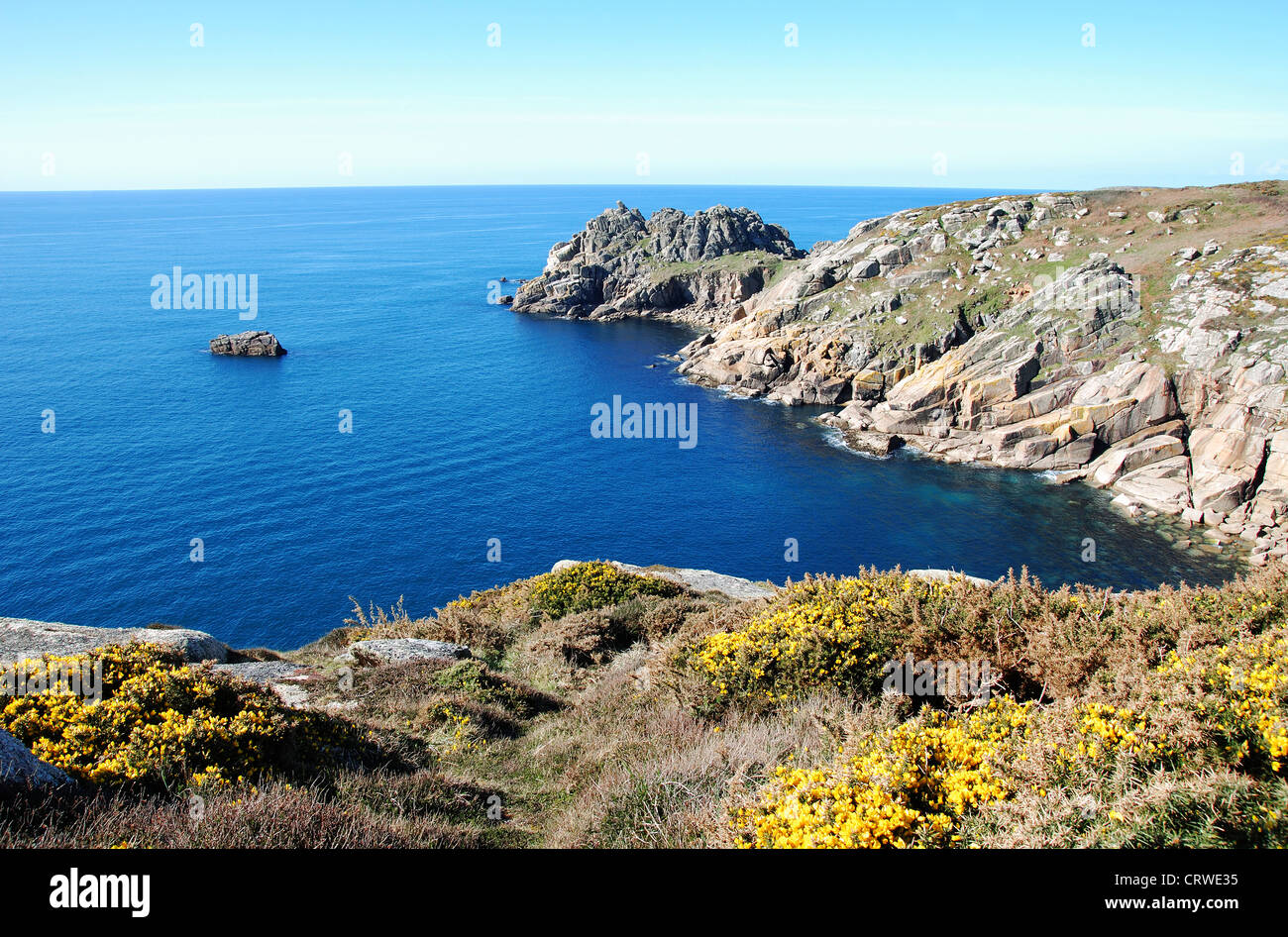 The rugged coastline on the Lizard Peninsular in Cornwall, UK Stock Photo