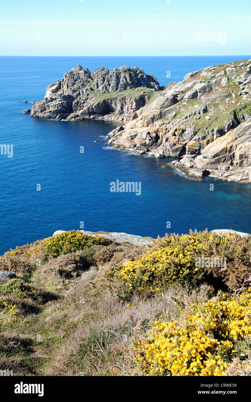 The rugged coastline on the Lizard Peninsular in Cornwall, UK Stock Photo