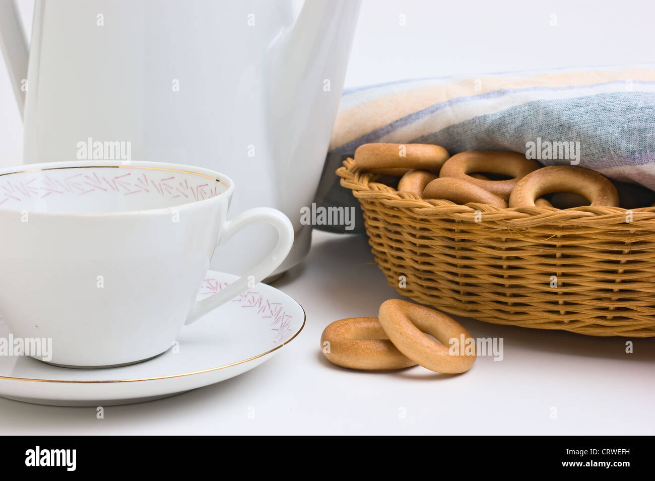 tea set and bagels Stock Photo Alamy