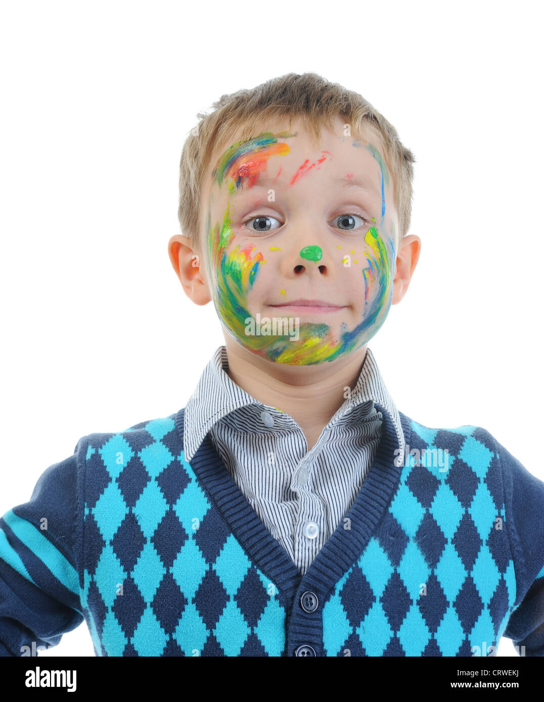 boy with paint stained face Stock Photo Alamy