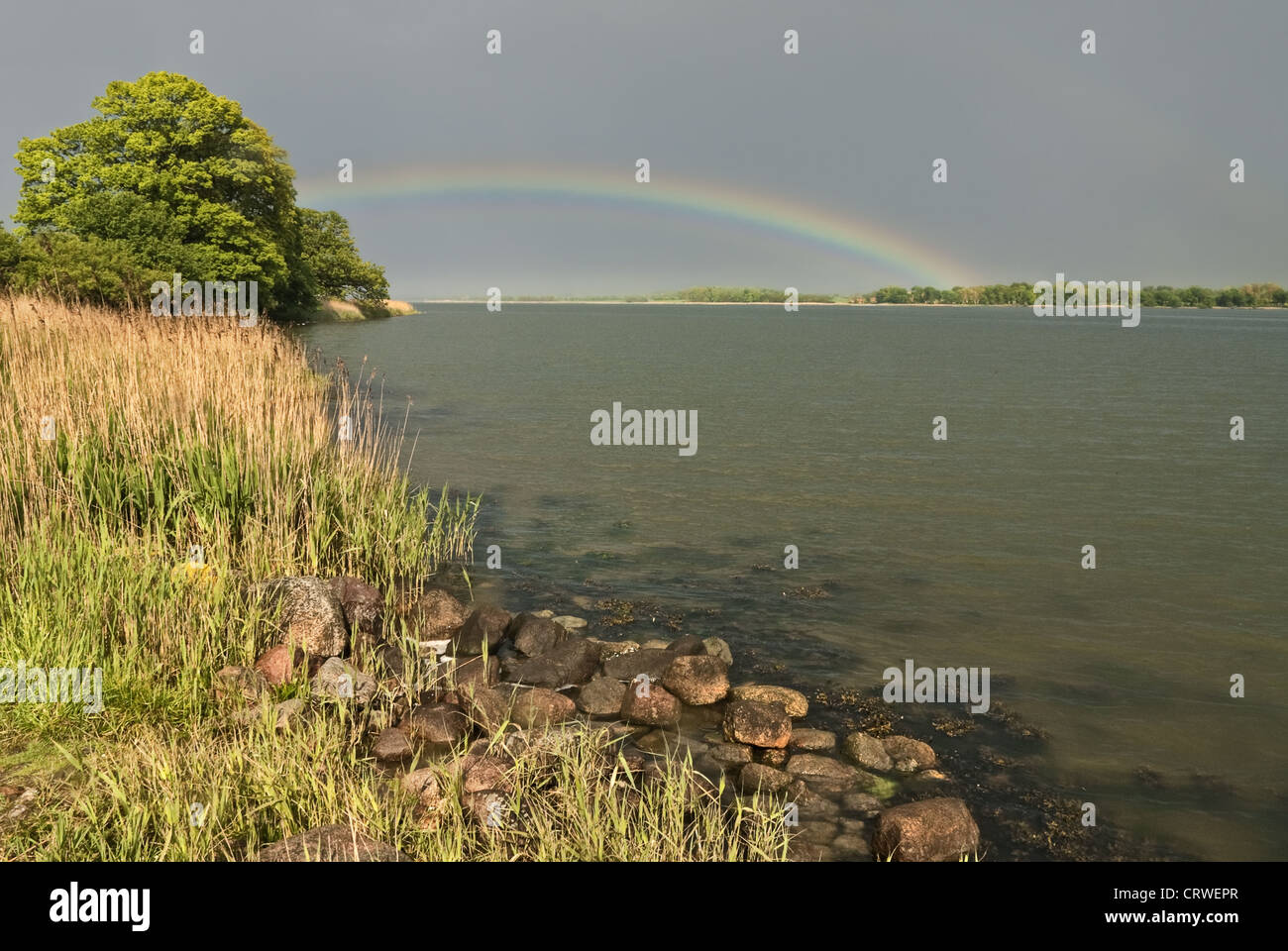 Rainbow about the Schlei Stock Photo