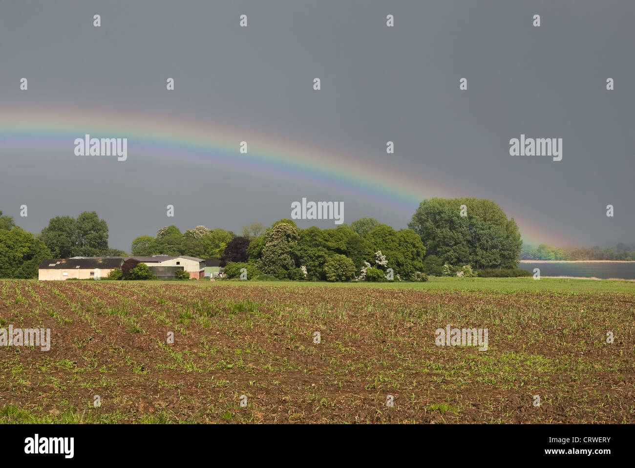 Rainbow about the Schlei Stock Photo