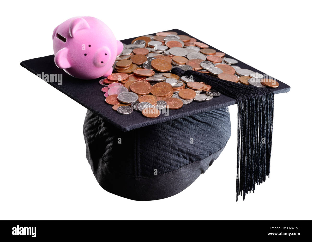 Piggy bank and mortar board concept Stock Photo