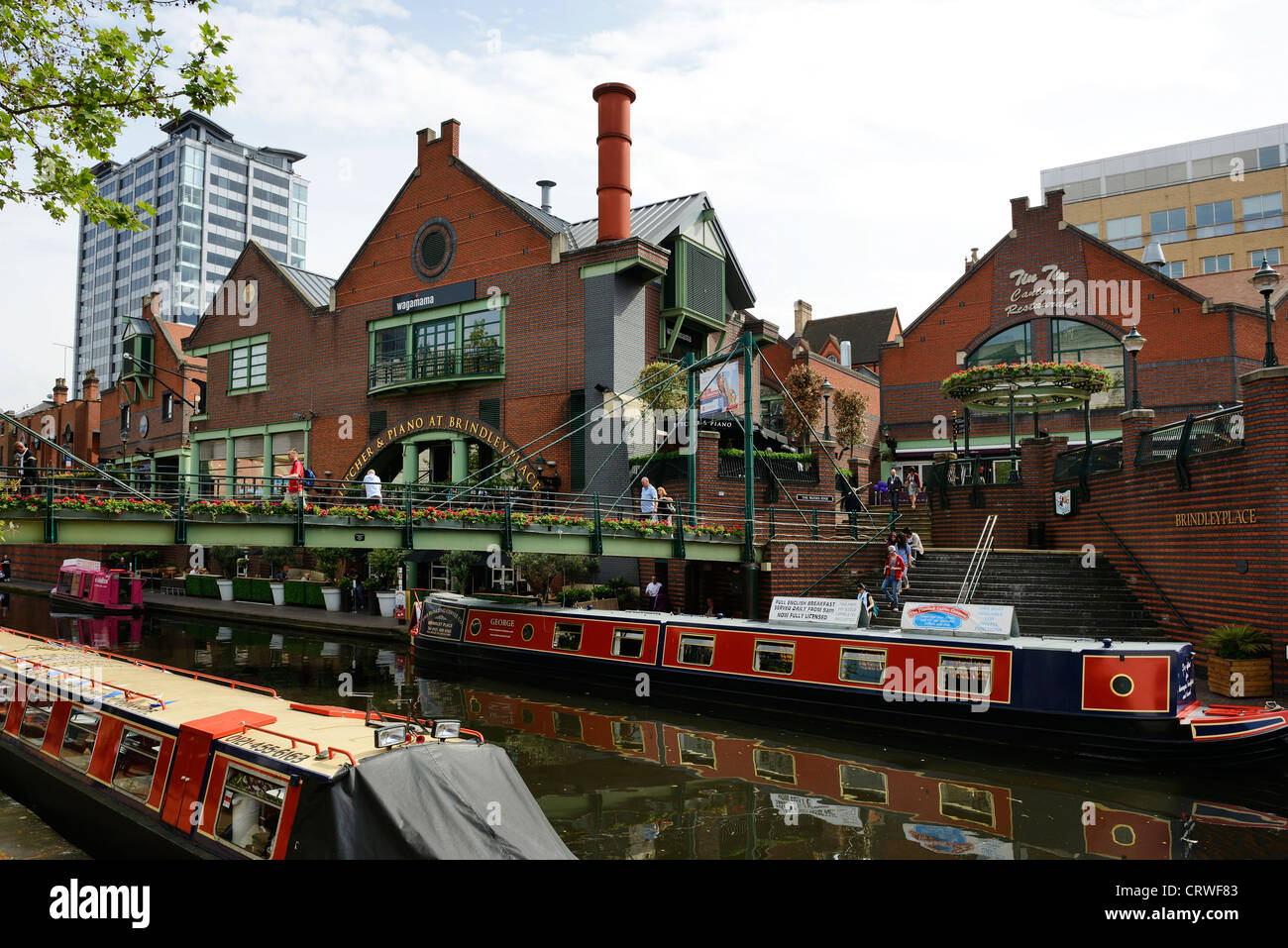 Brindley Place and Birmingham Canal UK Stock Photo