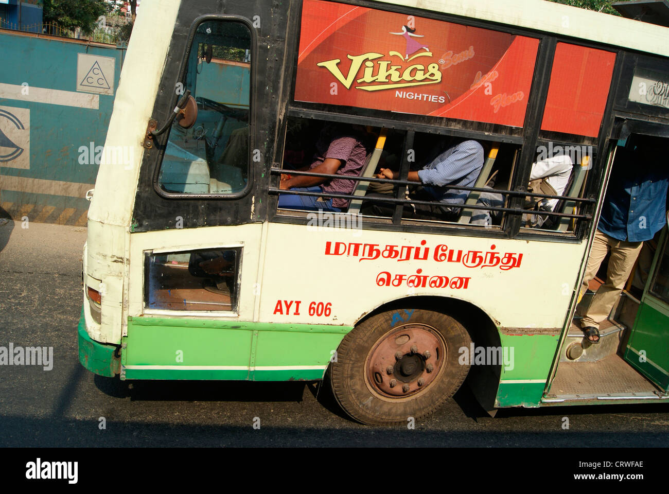 Tamil Nadu State Road Transportation Bus Traveling through Chennai (Capital city of Tamil Nadu