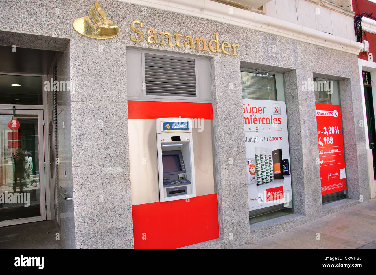 Santander Bank in Mahón, Menorca, Balearic Islands, Spain Stock Photo