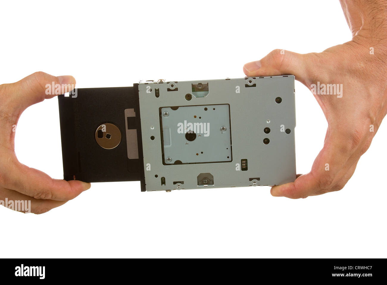 floppy disk drive in hand Stock Photo Alamy