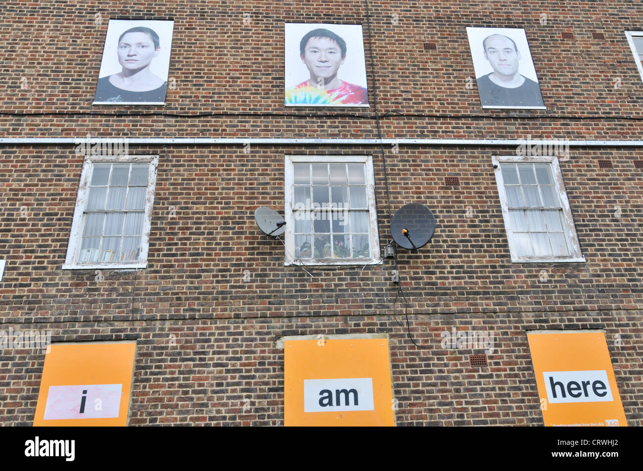 I am Here art Haggerston Estate Hackney London Stock Photo