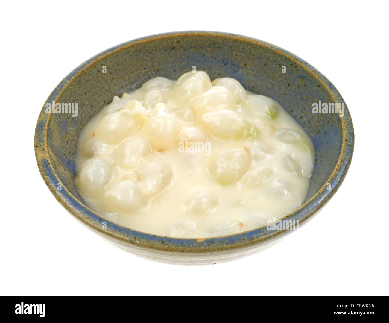 Pearl onions in cheese sauce in old bowl Stock Photo Alamy