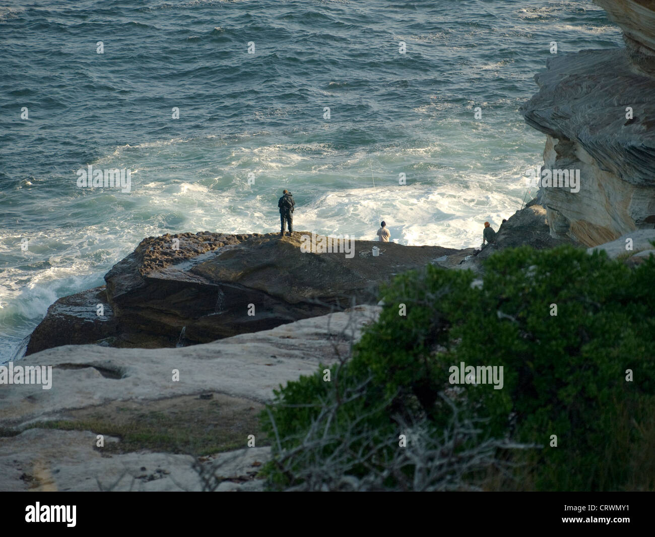 Rock fishing, Long Bay, Malabar, Sydney, NSW, Australia Stock Photo