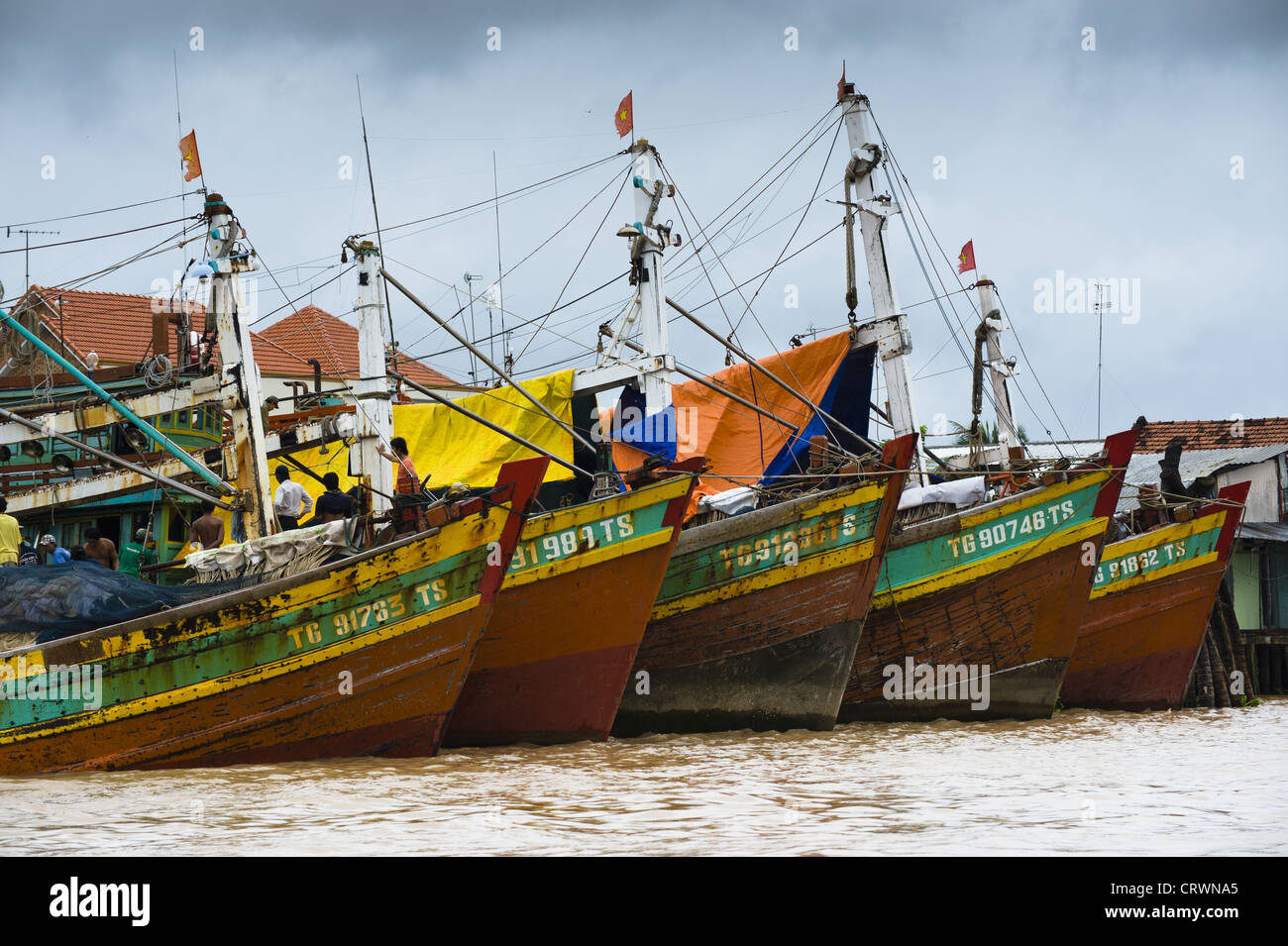 Fishing boats - Mekong, Vietnam Stock Photo - Alamy
