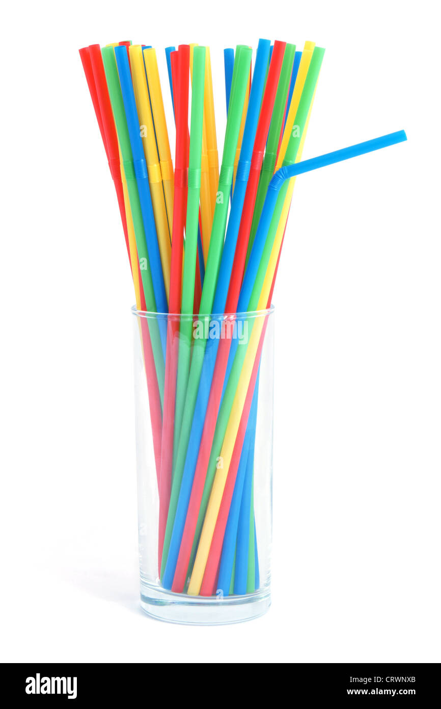 Cocktail straws in glass Stock Photo Alamy
