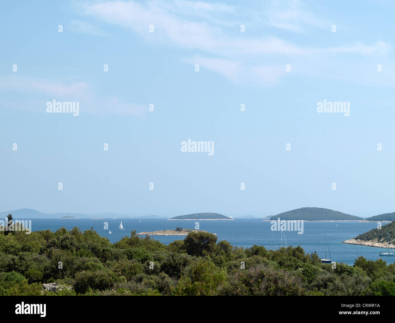 A view from an island on sea and other small islands on horizon Stock Photo