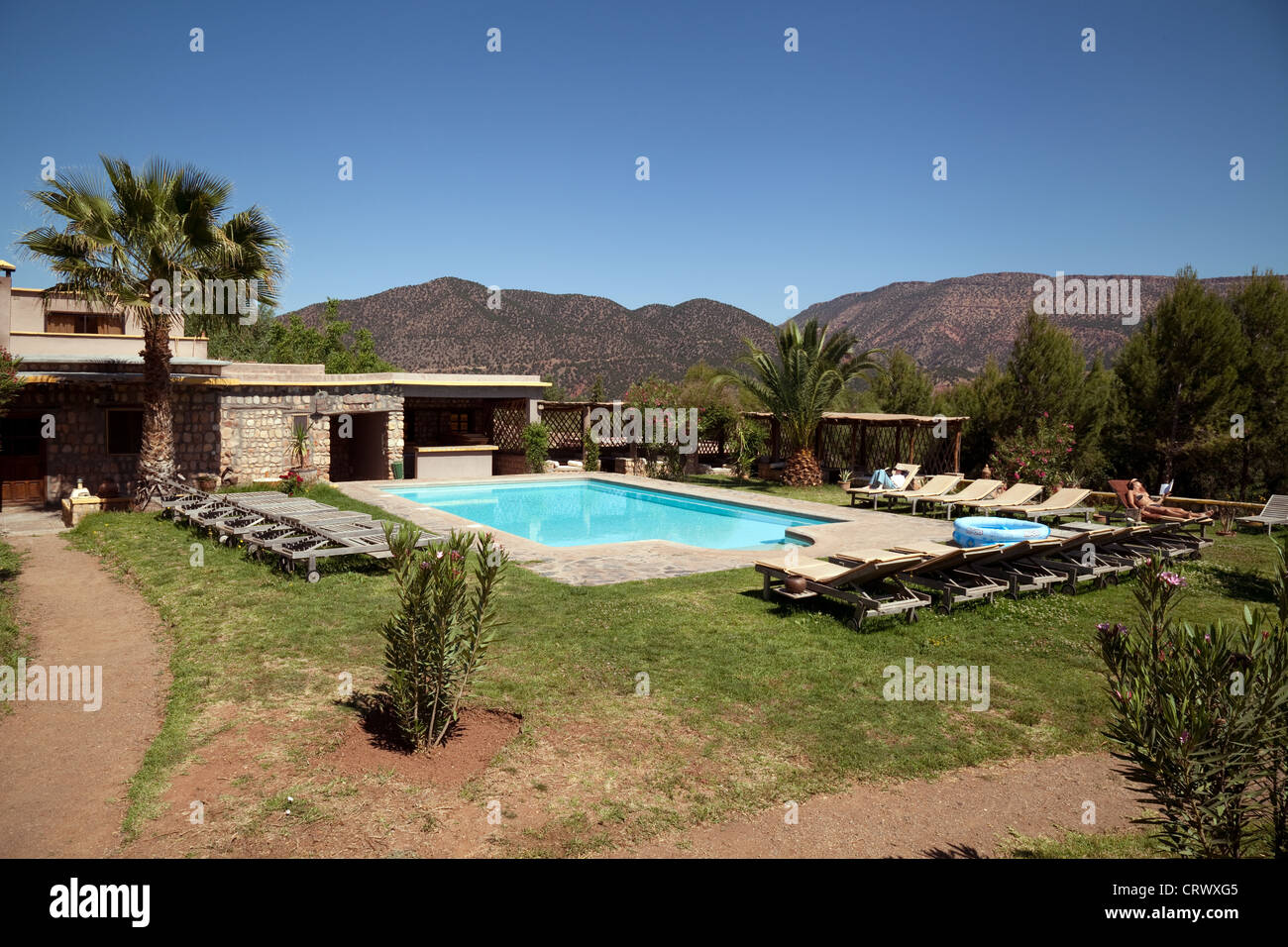 Hotel Swimming Pool In The Luxury Riad La Bergerie Ouirgane High Stock Photo Alamy