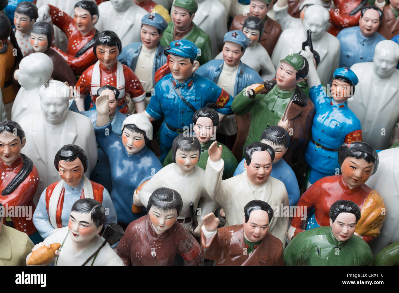 Chairman Mao memorabilia on sale in Dongtai Road Antique Market in Shanghai, China. Stock Photo