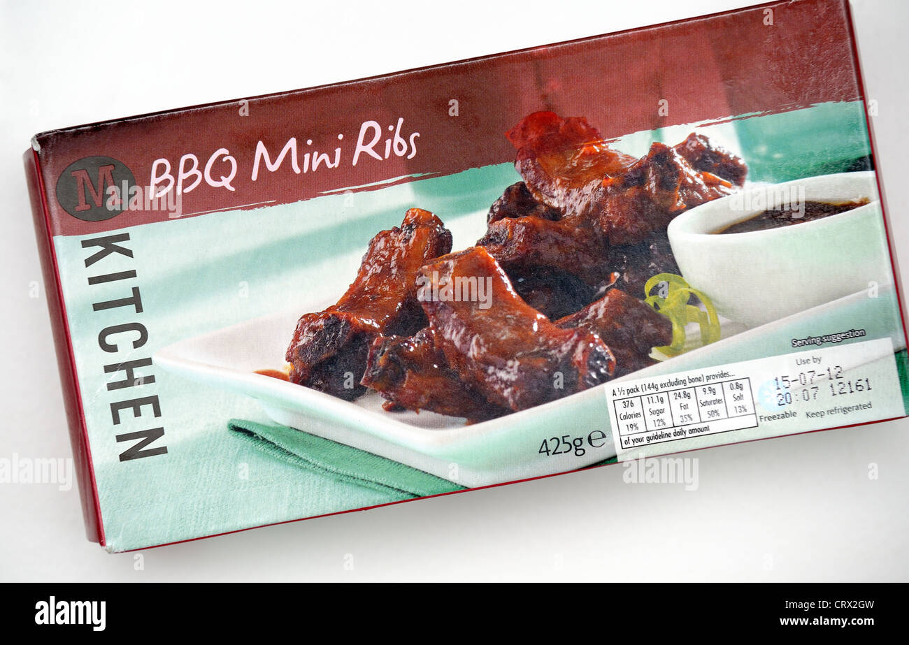 pack of Morrison's BBQ mini ribs Stock Photo