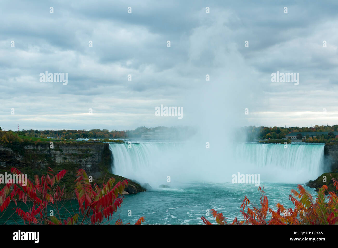 Spectacular Niagara falls by a cloudy day in Autumn, Ontario, Canada Stock Photo