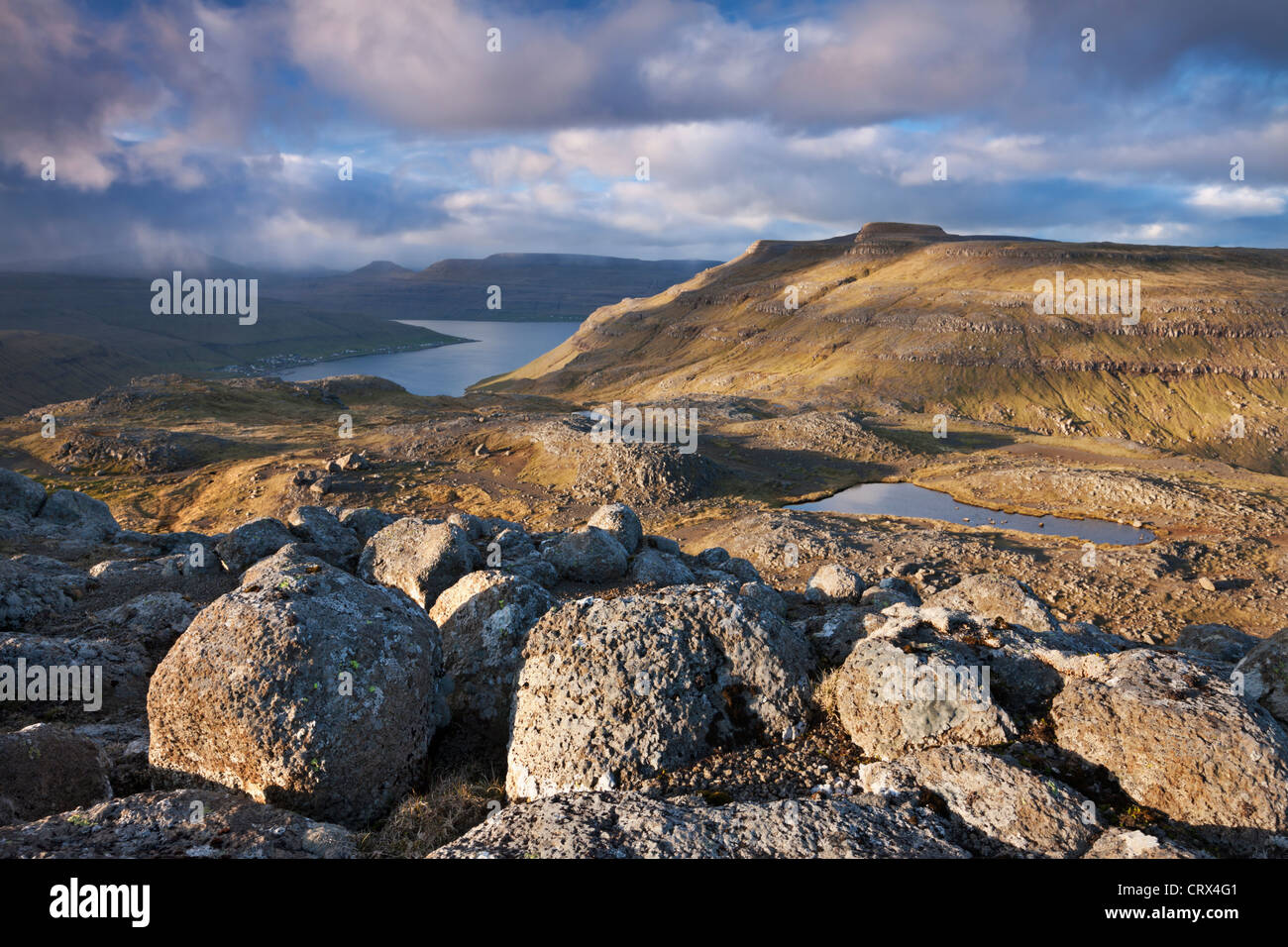 Mountain scenery on the island of Streymoy, Faroe Islands. Spring (June) 2012. Stock Photo