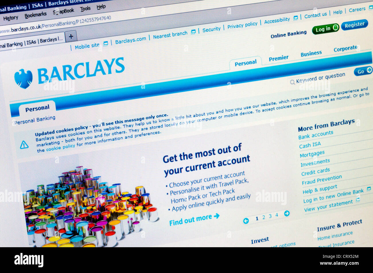 Home page of the Barclays bank web site. Stock Photo