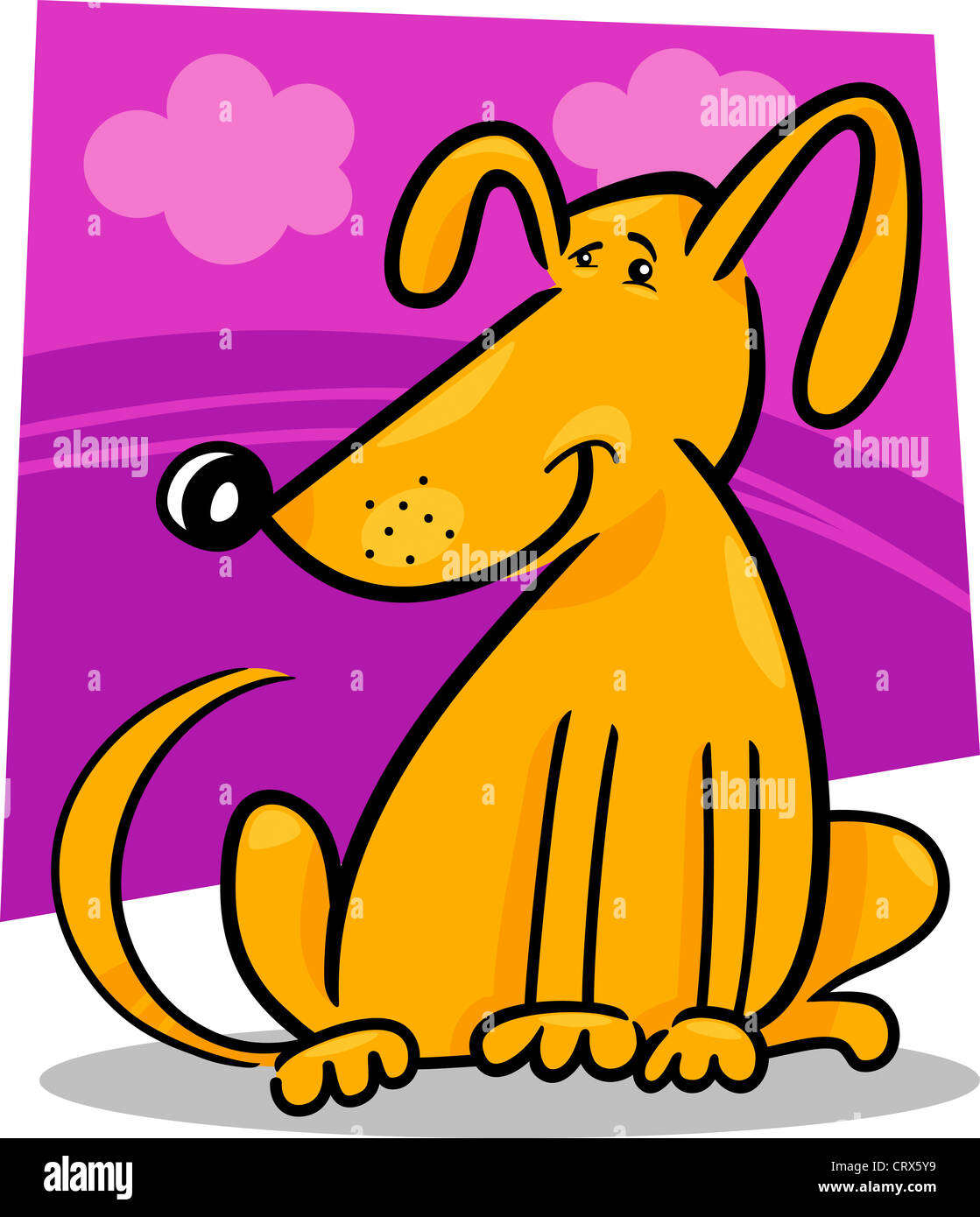 cartoon doodle illustration of funny yellow dog or puppy Stock Photo