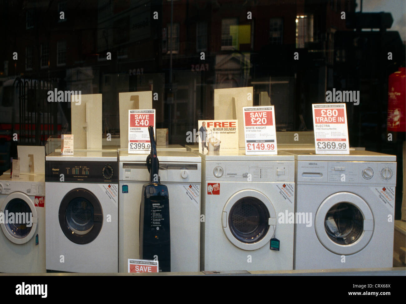 Electrical Goods In Shop Window Stock Photo