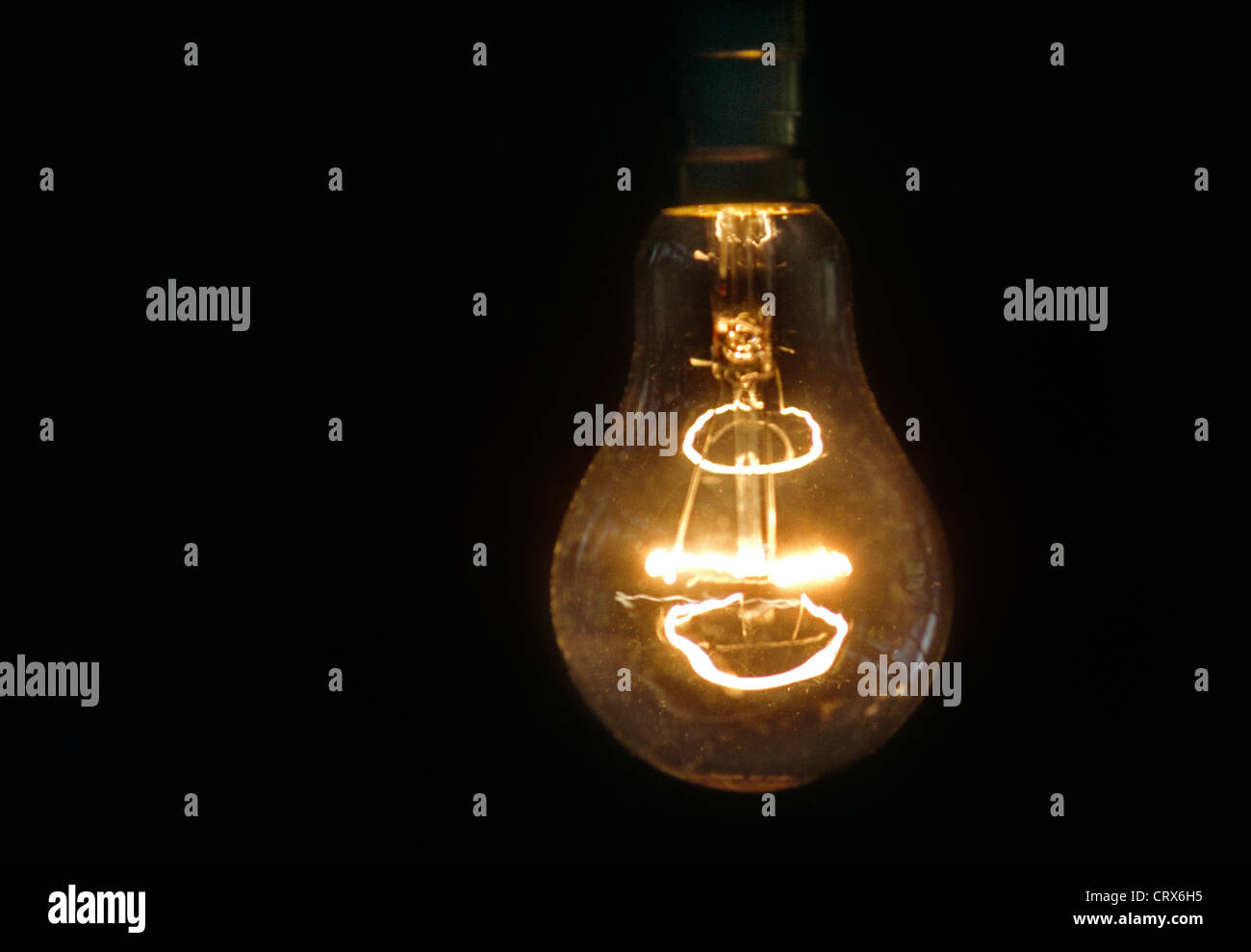 Light Bulb Showing Heated Filament Stock Photo Alamy