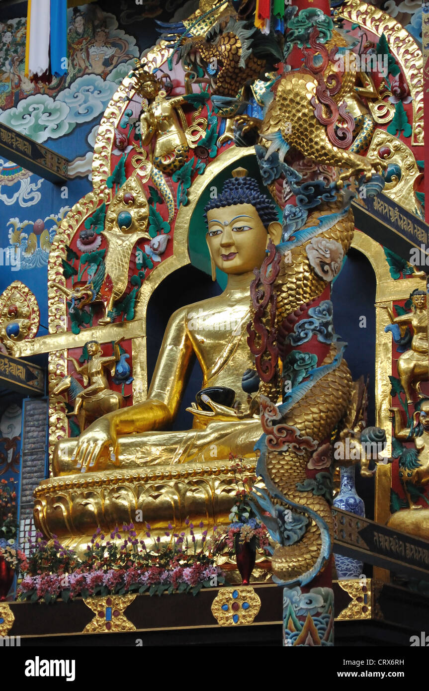 Buddhist sanctum santorium- Bylakuppe. Mysore district, Karnataka, India Stock Photo