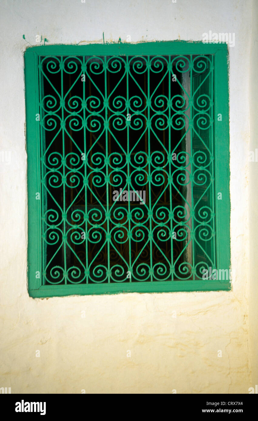 Green Iron Work Window Cyprus Stock Photo - Alamy