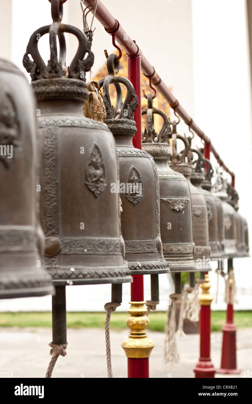 thai bell, created at the temple in Thailand for tapping. Stock Photo