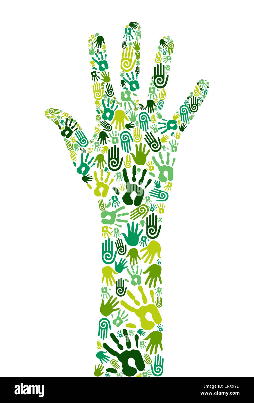 Hand shape made with green shape icons set Stock Photo - Alamy