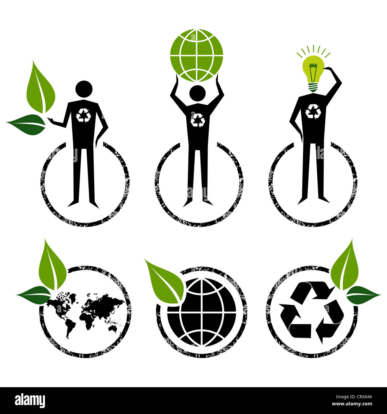 Go Green people symbol ideas. Vector file layered for easy manipulation and custom coloring. Stock Photo