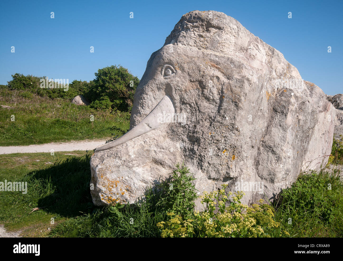 Stone sculpture at Tout Quarry Nature Reserve and Sculpture Park