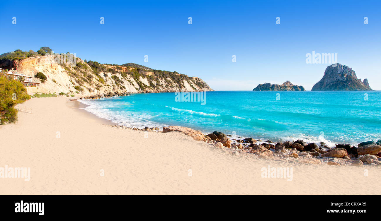Es vedra island of Ibiza view from Cala d Hort in Balearic islands Stock Photo