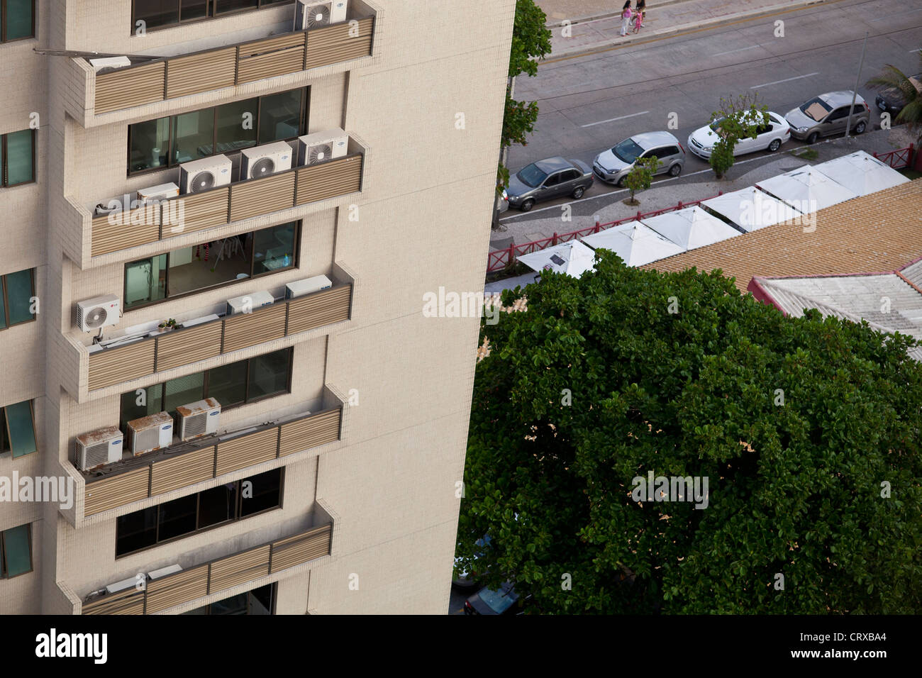 Middle-class apartments with several air conditioners, high consumption of electricity Recife Pernambuco Brazil Stock Photo