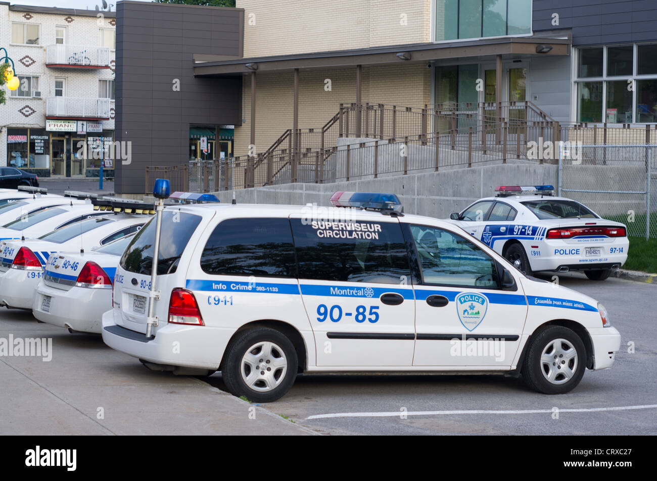 Montreal police station 90 parking, St-Leonard , Quebec, Canada Stock Photo