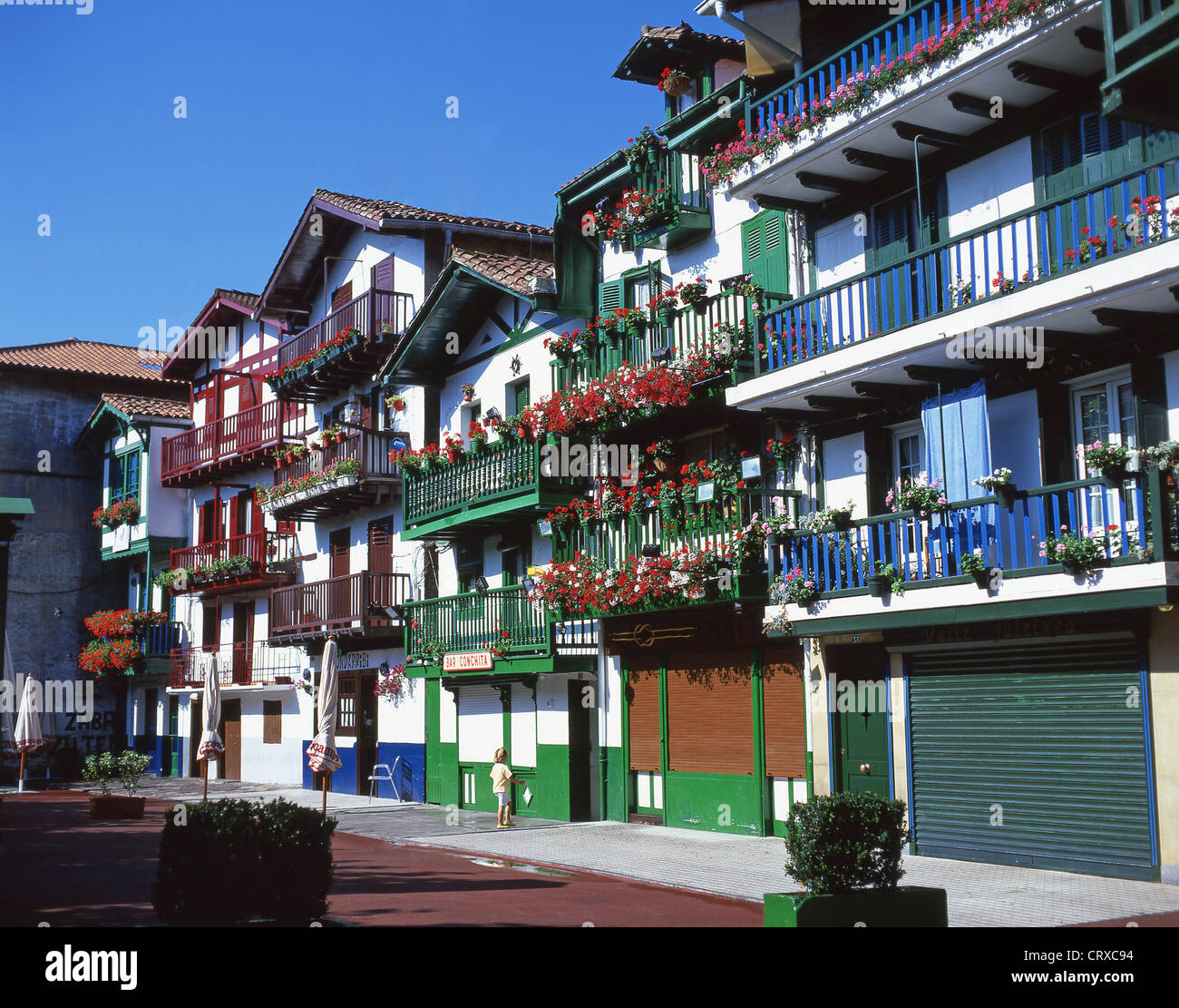 Colourful houses in Fishermen's Quarter, Hondarribia, Gipuzkoa Province
