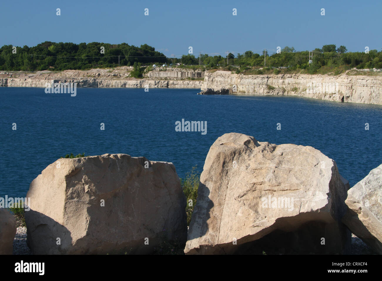 Stone Quarry now filled with water. Kelleys Island, Ohio, USA Stock