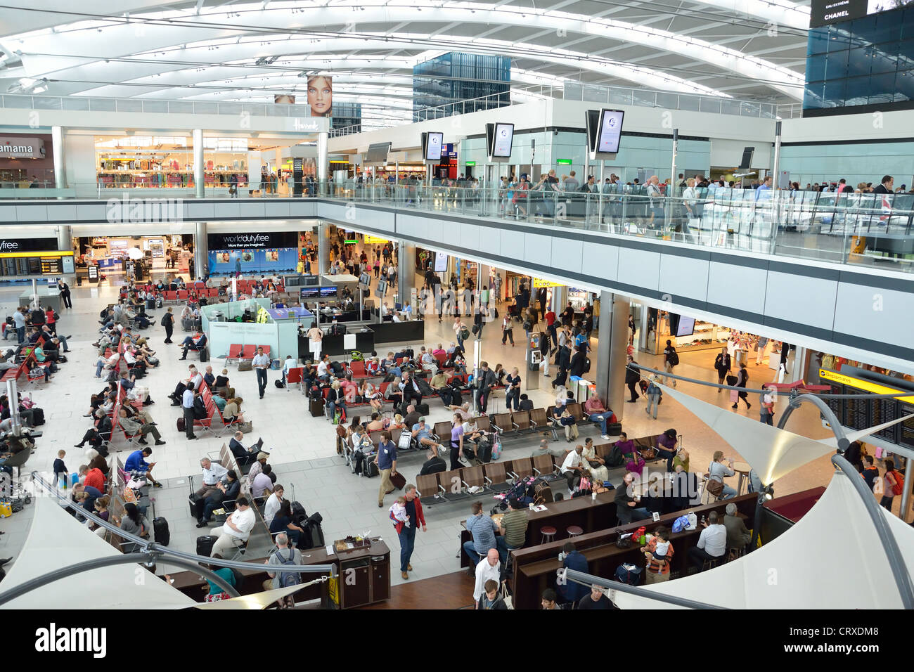Departure Lounge at Terminal 5, Heathrow International Airport. London Borough of Hillingdon, Greater London, England, United Kingdom Stock Photo