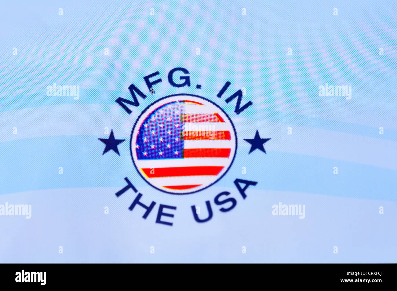 Manufactured in the USA sign on package Stock Photo Alamy