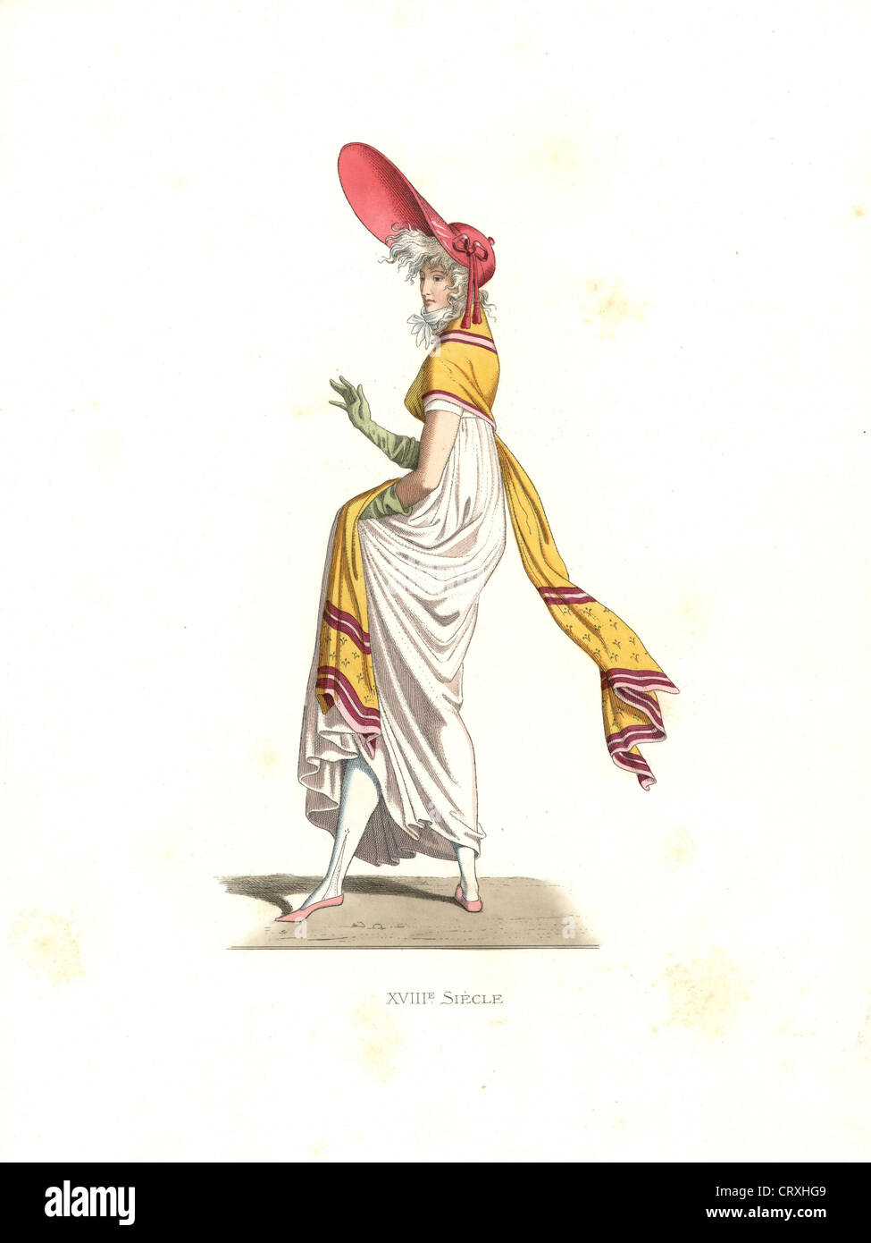 Fashionable woman Merveilleuse, France, 18th century, from a print by Carle Vernet. Stock Photo